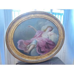Salon Painting Attributed To Lagreneée Lj (1725-1805) Young Naked Woman Asleep In The Clouds